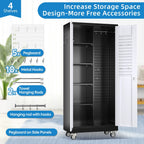 GangMei 71 Inches Tall Metal Garage Storage Cabinets with 5 Adjustable Shelves & Pegboards, Lockable Steel Black Storage Cabinet with Doors for Office, Home, School, Shops, Garage, Assembly required