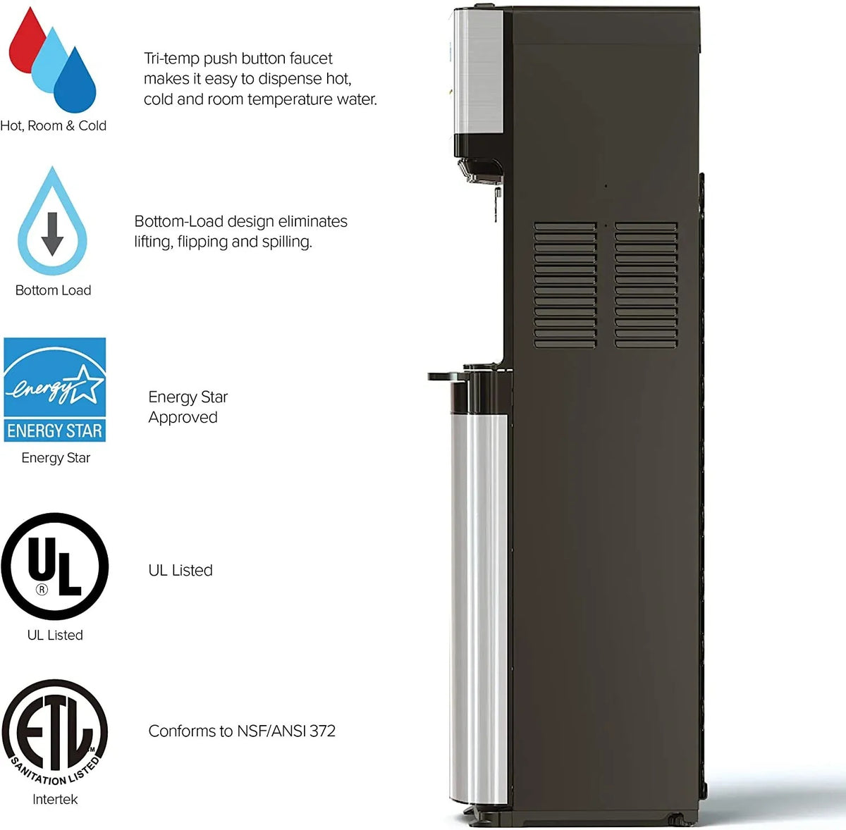 Self Cleaning Bottom Loading Water Cooler Water Dispenser- 3 Temperature Settings