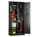 GAEANET 2 Door Metal Storage Cabinet with 5 Adjustable Shelves &Pegboard, 71" H-32" W-16" D Locking Steel Garage Cabinet, for Garage,Office,Home,Gym,School, File Cabinet,Assembly Required, Black