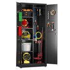 GAEANET 2 Door Metal Storage Cabinet with 5 Adjustable Shelves &Pegboard, 71" H-32" W-16" D Locking Steel Garage Cabinet, for Garage,Office,Home,Gym,School, File Cabinet,Assembly Required, Black