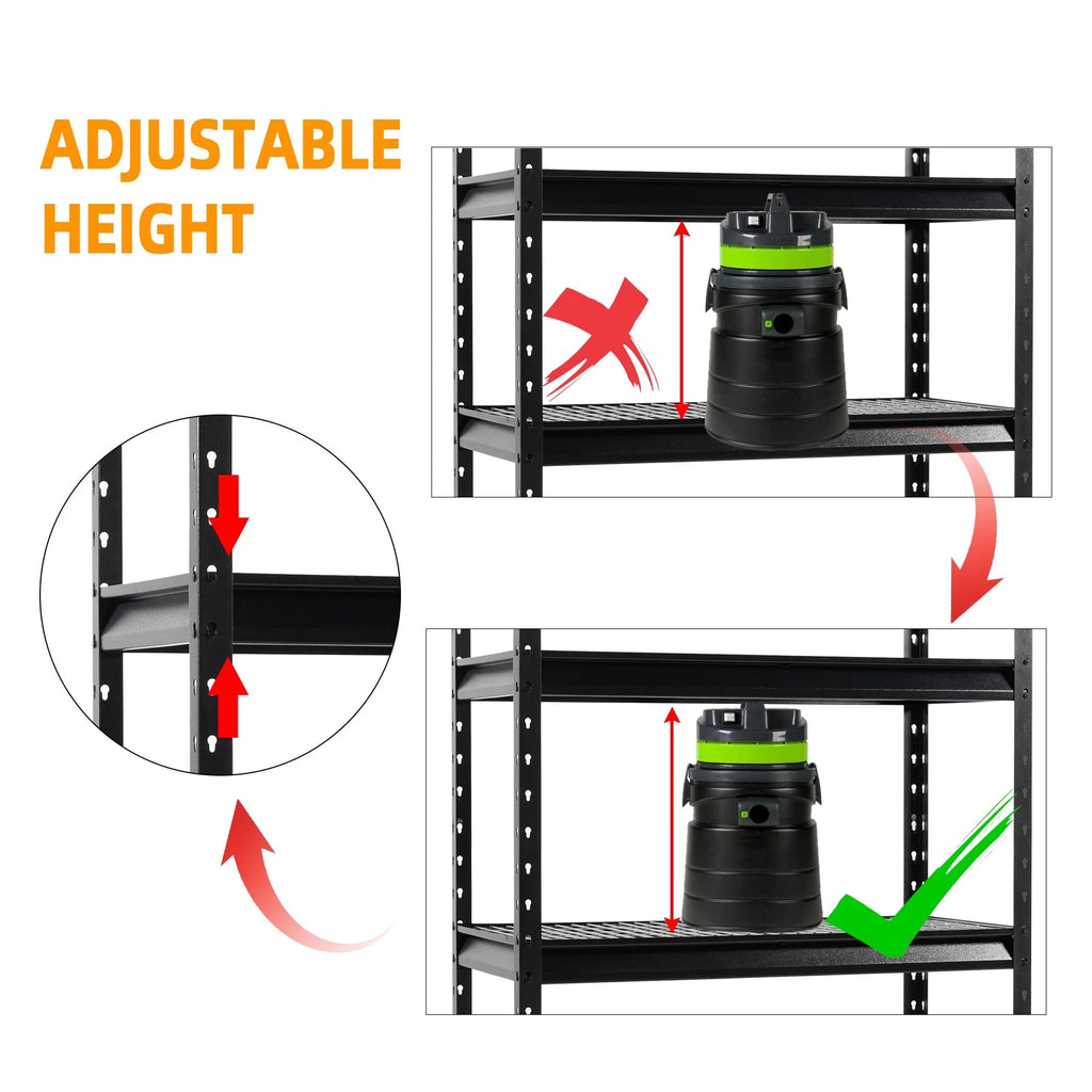 Shuntong The Atlas 12000LBS Garage Storage Shelves, 48"W Heavy Duty Metal Industrial Shelves, 4 Tier Adjustable Storage Rack for Warehouse Shop Basement,48"W x 24"D x 72"H, Black