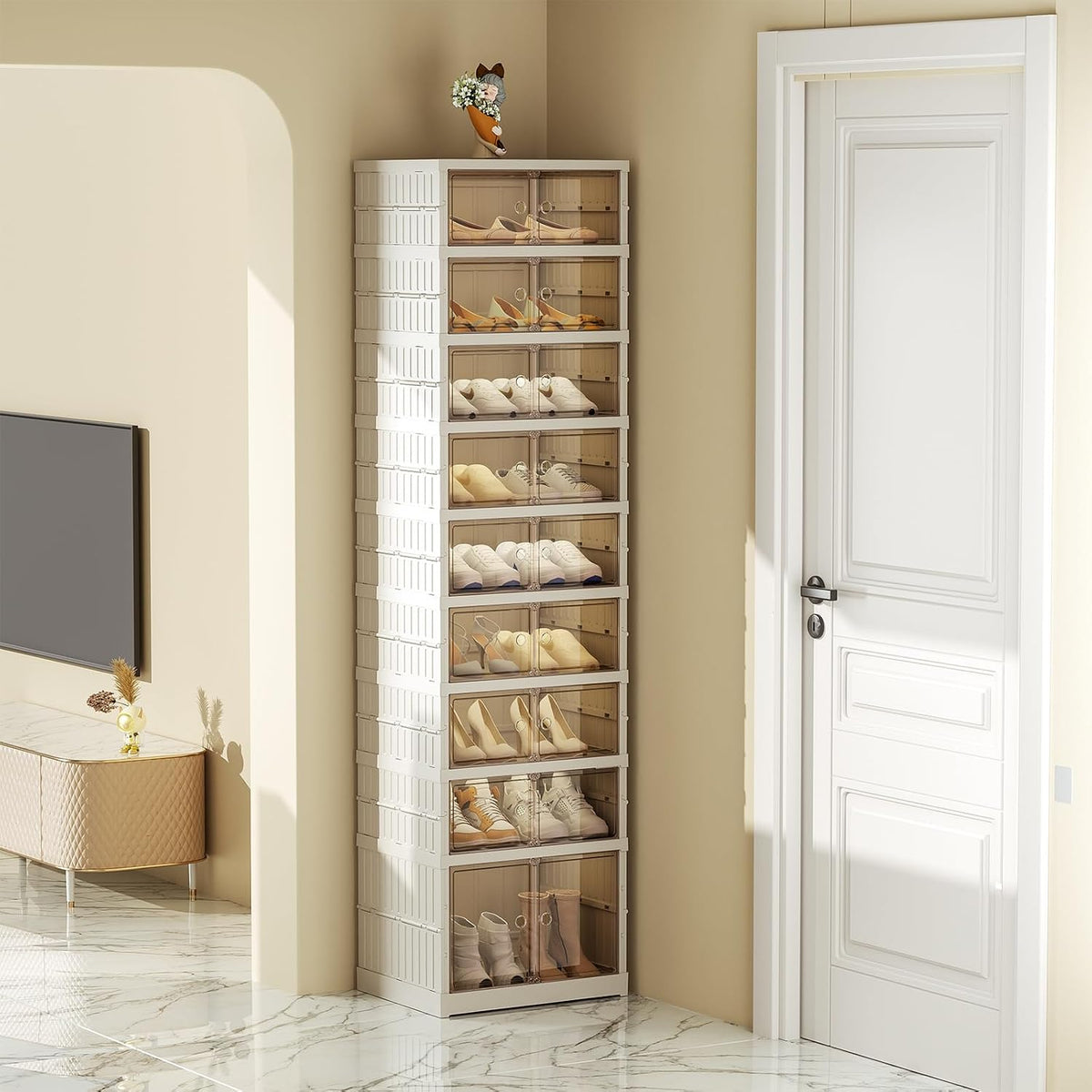 Shoe Rack Organizer for Entryway, 9 Tiers, 18 Pairs, 17.3" Wide