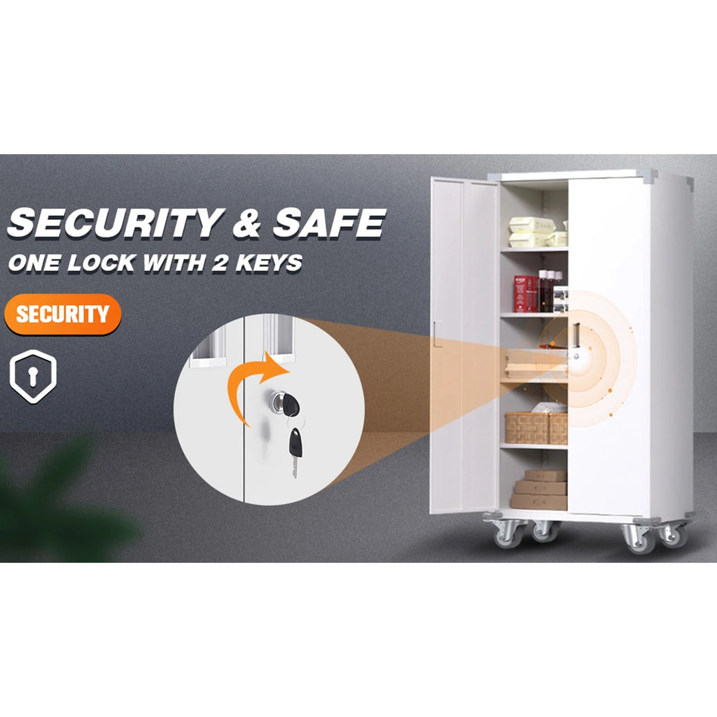 Aobabo 72 Inch Locking Storage Cabinet w/ Adjustable Shelves, Gray