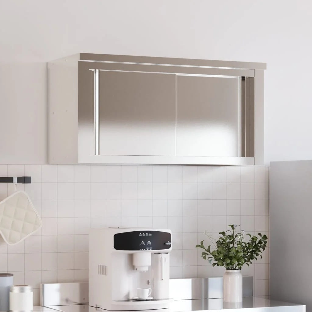 vidaXL Kitchen Wall Cabinet with Shelf Storage Restaurant Stainless Steel