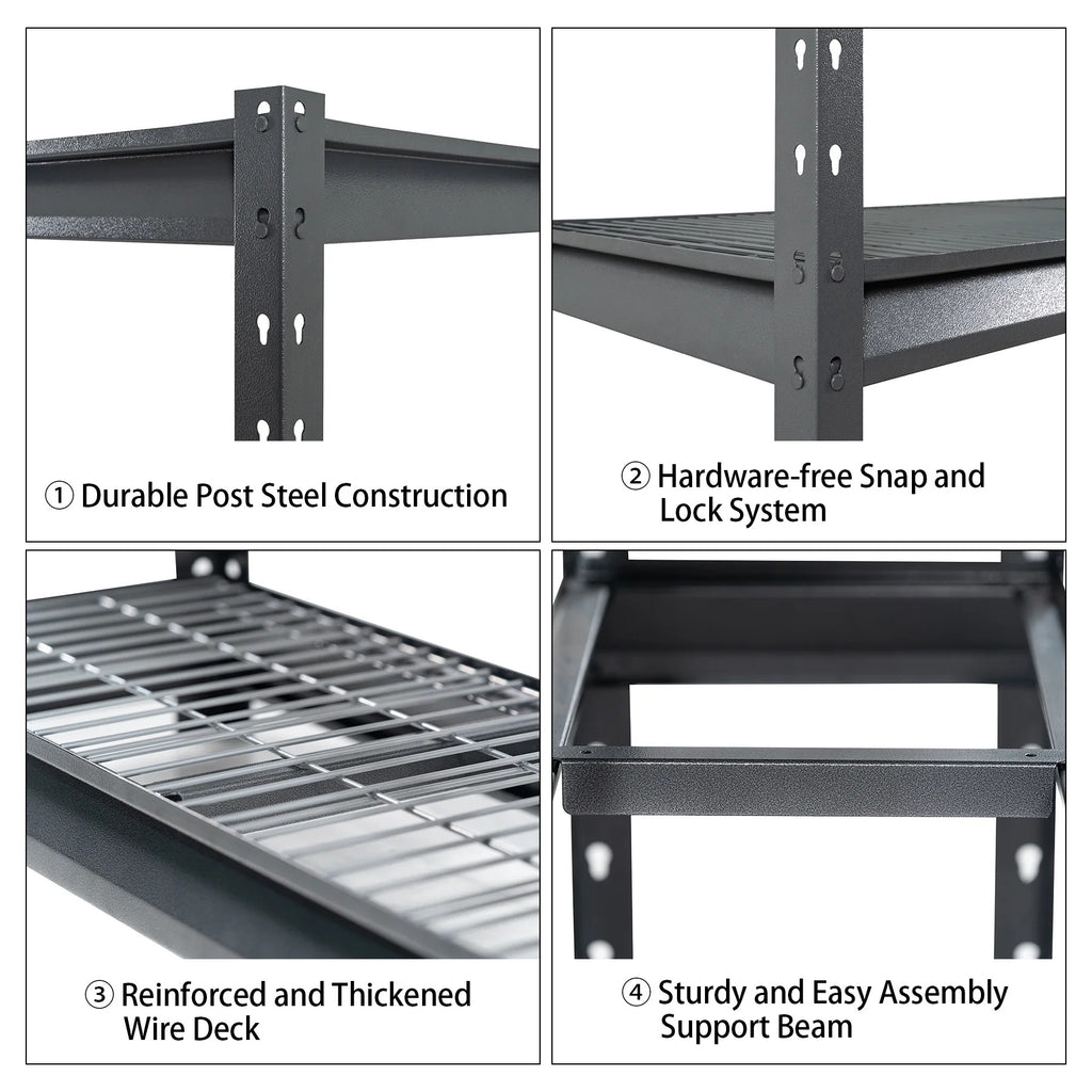Shuntong The Atlas 12000LBS Garage Storage Shelves, 48"W Heavy Duty Metal Industrial Shelves, 4 Tier Adjustable Storage Rack for Warehouse Shop Basement,48"W x 24"D x 72"H, Black