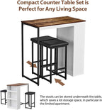 3 Piece Dining Table Set, Kitchen Bar Table with Two Stools, Storage Shelves, Wood Counter Height Table Top with Sew Kerf Finish for Dining Room, Home