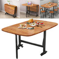 Multifunction Table Drop Leaf Dining Table - 47" Wooden Foldable Kitchen Table with 6 Wheels (Black)