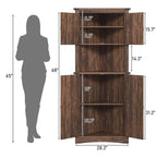 Blotout 68" Tall Farmhouse Corner Cabinet with 4 Doors, 28.3" W Barn Door Storage Cabinet with Adjustable Shelves, 5 Tier Corner Storage Cabinet for Bathroom,Living Room,Kitchen