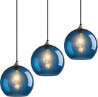 Amber Pendant Lights Kitchen Island 3 Pack, 5.9 in Seeded Glass Globe