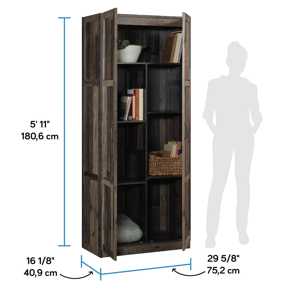 Sauder Select 2 Door Storage Cabinet, Reclaimed Pine Finish