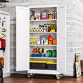 Erosoei 75"H Metal Garage Storage Cabinet with Wheels, Tool Storage Cabinet with 5 Adjustable Shelves