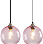 Amber Pendant Lights Kitchen Island 3 Pack, 5.9 in Seeded Glass Globe