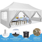 HOTEEL Canopy 10'x20' Pop Up Canopy Tent Heavy Duty Waterproof Adjustable Commercial Instant Canopy Outdoor Party Canopy Parties,Wedding,Outside Patio,Event,Backyard,White