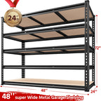 REIBII 48"W Heavy Duty Shelving 3000LBS Steel Shelving Adjustable Garage Storage Industrial Shelf,48"W x 24"D x 72"H