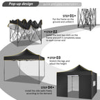 SANOPY 10'x10' Pop up Canopy Tent Anti-UV Waterproof Outdoor Gazebo Instant Party Wedding Backyard Canopy Tent Shade Shelter for Backyard, Patio, Parties,Khaki