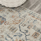 Bohemian Medallion Low-Pile Machine-Washable Area Rug, Cream and Terra