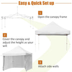 Patiojoy 10x10ft Pop up Tent, 4 Height Adjustment Folding Camping Tent with Awning Blue