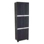Sunnydaze Lockable Adjustable 72" Plastic 4-Shelf Freestanding Garage Storage Cabinet, Charcoal with Gray Trim