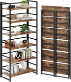 Vintage Multifunctional Folding Bookshelf, No-Assembly Plant Stand Storage Rack Shelves for Home Office (White, 5-Tier)