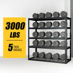 Alvantor 5-Tier Heavy Duty Storage Shelves Unit, 3000LBS Capacity Metal Shelving Rack,Black