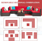 5-Piece All-Weather Patio Furniture Set with Ottoman, Outdoor Wicker Conversation Sofa Set with Cushions for Garden, Deck & Backyard