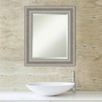 Beveled Bathroom Wall Mirror, Silver Frame Decorative Vanity Mirror for Bathroom, Bedroom and Entryway