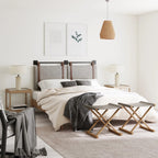 Wall Mount Upholstered Headboard with Metal Rail - Modern Bedroom Headboard