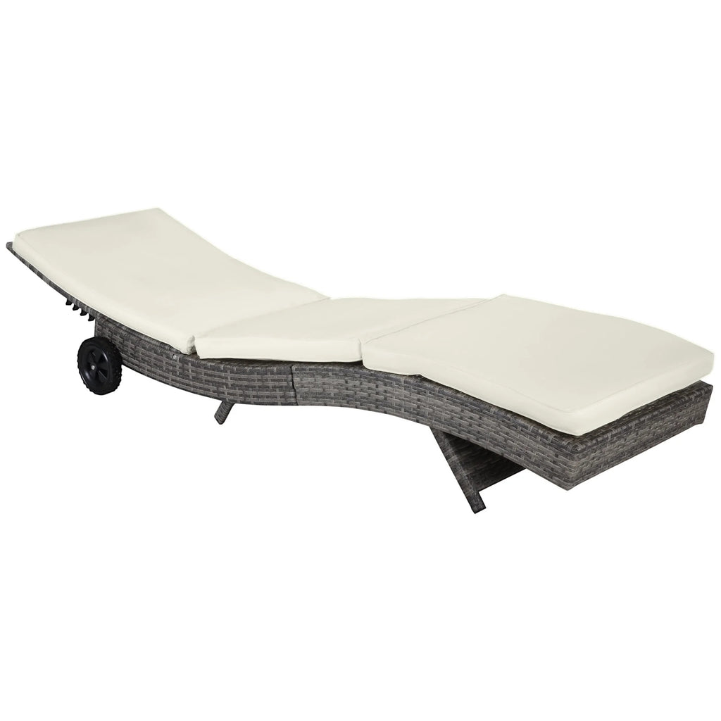 DUOSONG Outsunny 27 Gallon Patio Wicker Storage Bench, Outdoor Pe Rattan Patio Furniture, 2-In-1 Large Capacity Rectangle Garden Storage Box With Handles And Cushion, Cream White Brown+White Steel
