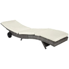 DUOSONG Outsunny 27 Gallon Patio Wicker Storage Bench, Outdoor Pe Rattan Patio Furniture, 2-In-1 Large Capacity Rectangle Garden Storage Box With Handles And Cushion, Cream White Brown+White Steel
