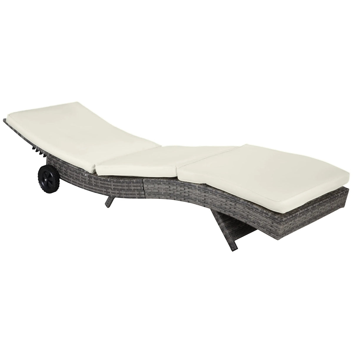 DUOSONG Outsunny 27 Gallon Patio Wicker Storage Bench, Outdoor Pe Rattan Patio Furniture, 2-In-1 Large Capacity Rectangle Garden Storage Box With Handles And Cushion, Cream White Brown+White Steel