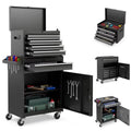 Rolling Tool Chest, 5 Drawers with Big Cabinet, Tool Trolley with 4 Universal Lockable Wheels and Lock Bar, Great Black Tool Cart for Garage Workshop, Sturdy Heavy Duty Tool Storage, Easy Assemble