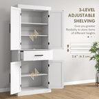 72" Tall Kitchen Pantry Cabinet Adjustable Shelves Barn Doors White