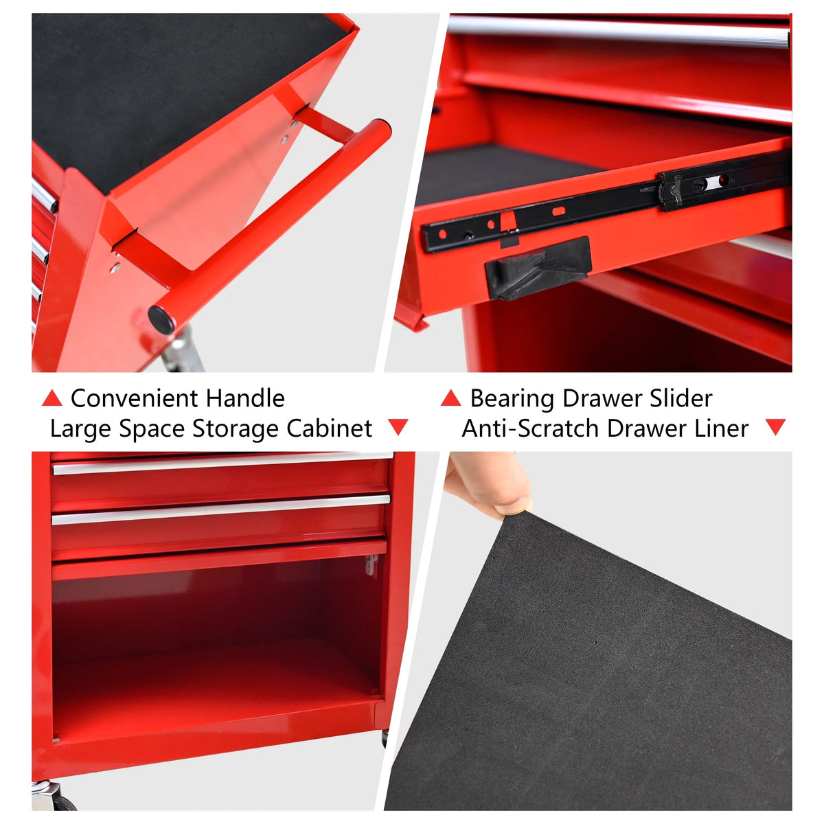4 Drawers Multifunctional Tool Cart with Wheel Steel Tool Chest Storage Cabinet