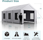 Vitarpatio Carport, 10x20 ft Heavy Duty Car Port Canopy with 6 Roll-up Windows, Reinforced Metal Carport Portable Garage Waterproof Car Tent with Removable Sidewalls & Door
