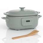 4 Quart Programmable Casserole Slow Cooker, 8-in-1 Multi Cooker with Removable Non-Toxic Stoneware Crock, Claypot Slow Cooker, Rice-cooking, Nonstick, Oven Safe Pot to 450°F, Olive