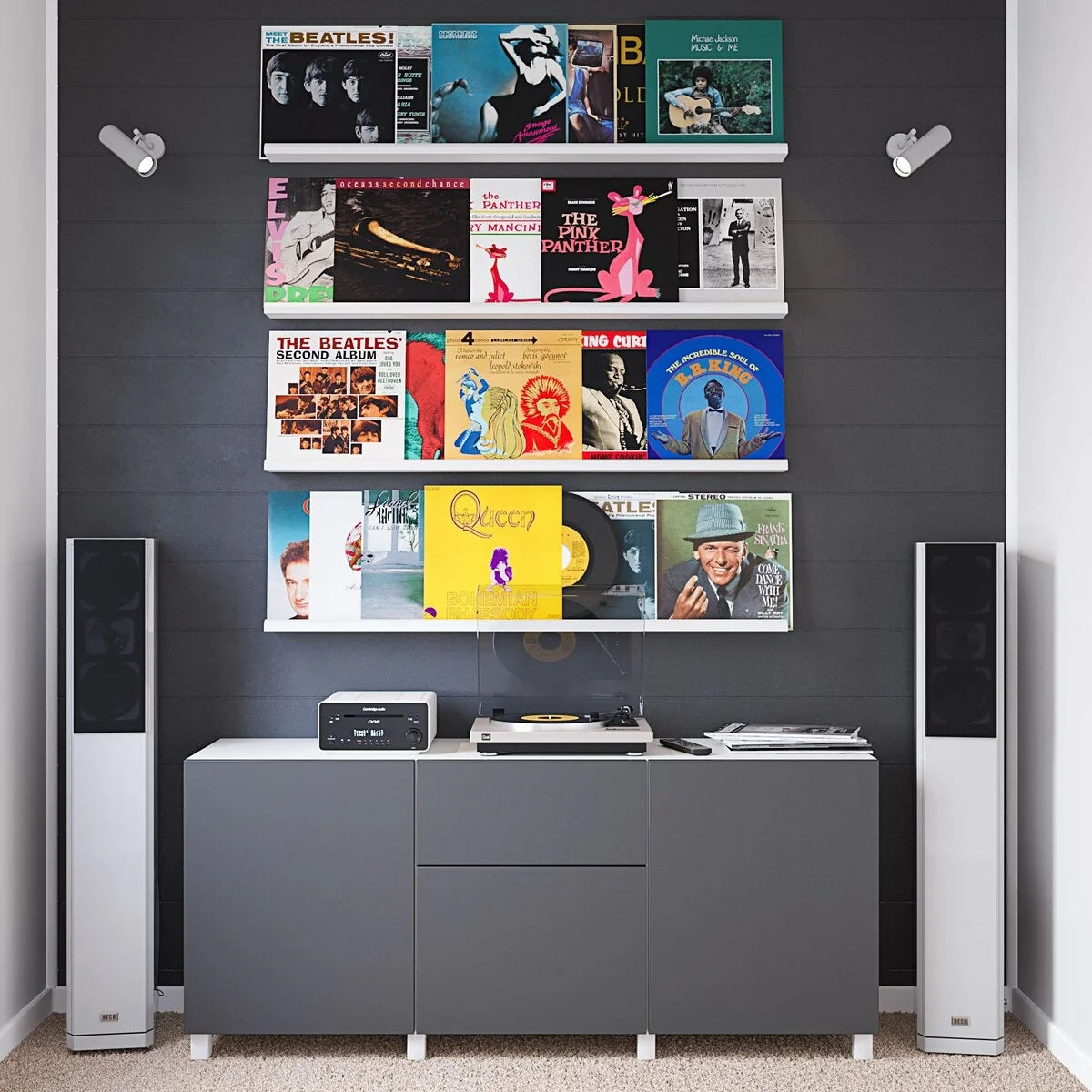 Set of 4 Floating Wall Shelves, 46 Inch Picture Ledge Display Shelves for Photos, Artwork and Home Decor