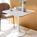 Square Modern Dining Table 30 Inches for 2-4, Bistro Tulip Table with Faux Marble Top, Easy Assembly, No Wobble, Stable Sturdy Metal Frame, 30" x 30" x H28.74"