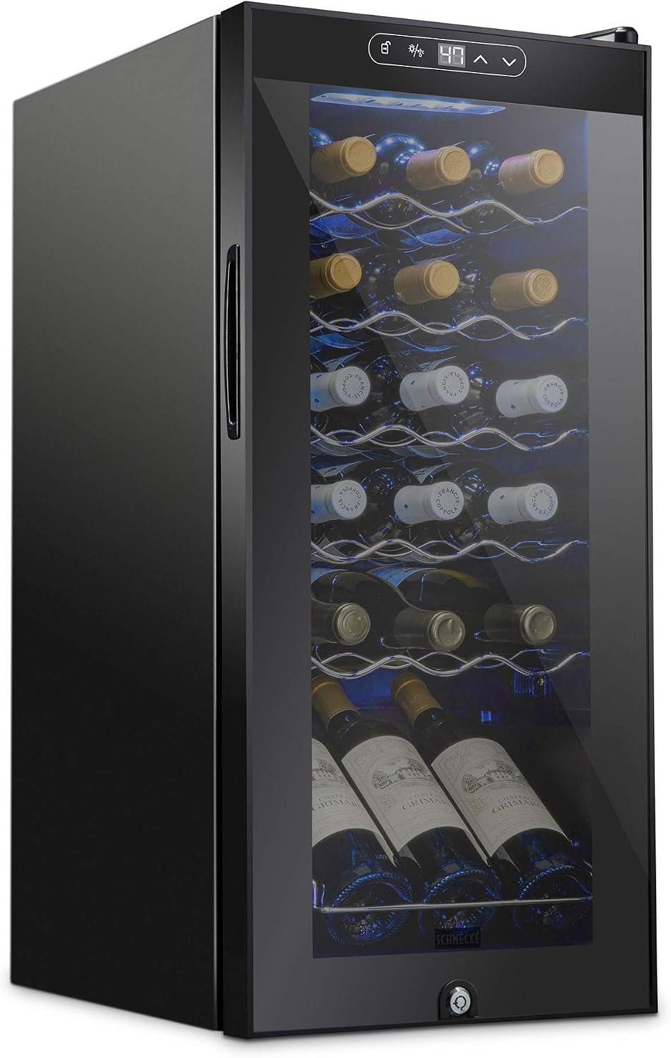 12 Bottle Compressor Wine Cooler Refrigerator w/ Lock | Large Freestanding Wine Cellar | 41F-64F Digital Temperature Control Wine Fridge for Red, White, Champagne or Sparkling Wine - Black