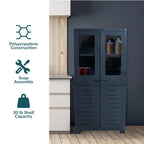 Sunnydaze Lockable Adjustable 48.75" Plastic 3-Shelf Freestanding Garage Storage Cabinet, Charcoal