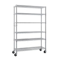 Xilee Wire Shelving Unit with Wheels Steel 6 Tier Heavy Duty Layer Rack Storage Metal Shelf Garage Organizer Wire Rack Shelving Adjustable