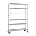 Xilee Wire Shelving Unit with Wheels Steel 6 Tier Heavy Duty Layer Rack Storage Metal Shelf Garage Organizer Wire Rack Shelving Adjustable