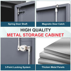 MIIIKO Metal Storage Cabinet with Locking Doors, Black Garage Lockable Steel Cabinets with 4 Doors and 5 Shelves for Home, Garage, Pantry Workshop Warehouse