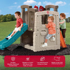 Kids Outdoor Playset with Slide & Climbing Wall, Backyard Playground Equipment for Children