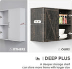 Wall Storage Cabinets - Farmhouse Kitchen Laundry White Wall Mounted Cabinets with 3 Doors and Shelves, 35inch Wide