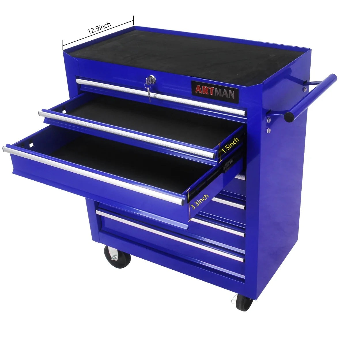 7-Drawer Metal Rolling Tool Chest with Wheels, Tool Storage Cabinet with Locking System, Toolbox with Wheels for Garage, Warehouse, Workshop, Repair Shop, Red
