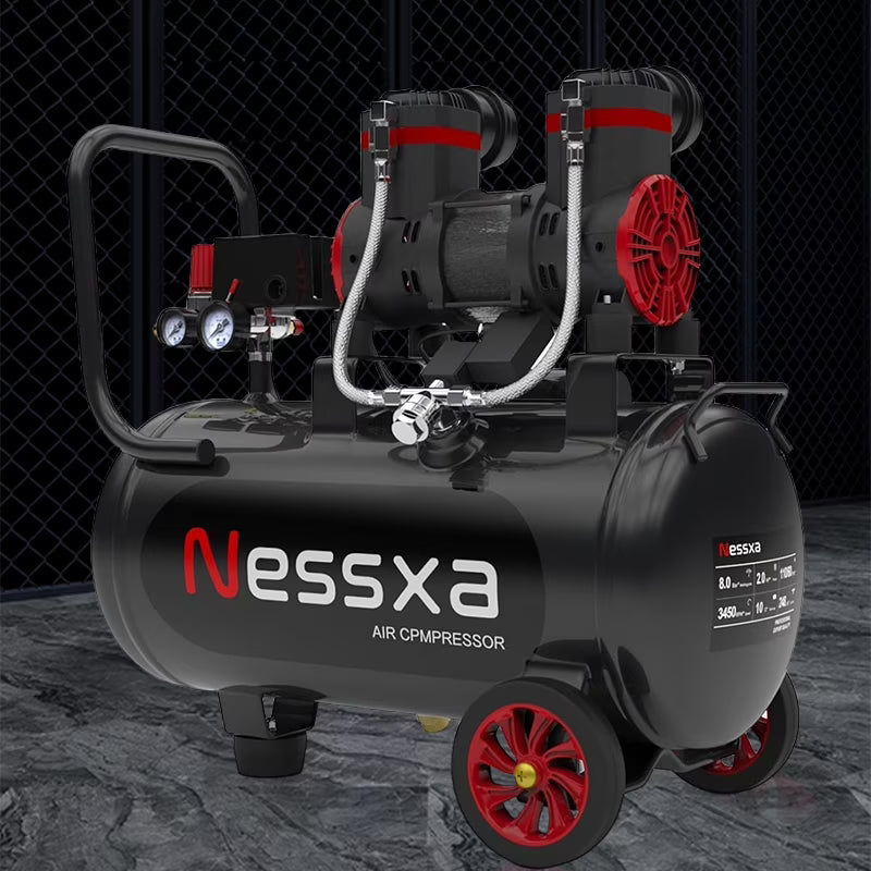14-Gallon ultra-quiet air compressor 70dB, 2HP horsepower, 8.75CFM flow, maximum 116PSI pressure, oil-free design, 110V voltage, suitable for car repair, painting, and carpentry nailing operations
