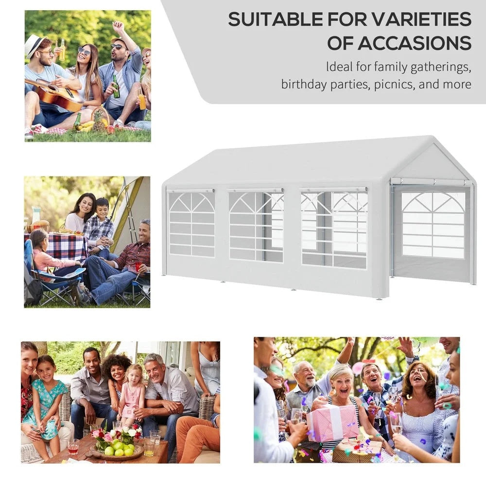 Topcobe 10' x 20' Heavy Duty Party Tent & Carport with Removable Sidewalls and Double Doors, Large Canopy Tent, Sun Shade Shelter, Outdoor Patio Canopy for Garden Backyard Parties, BBQ, White
