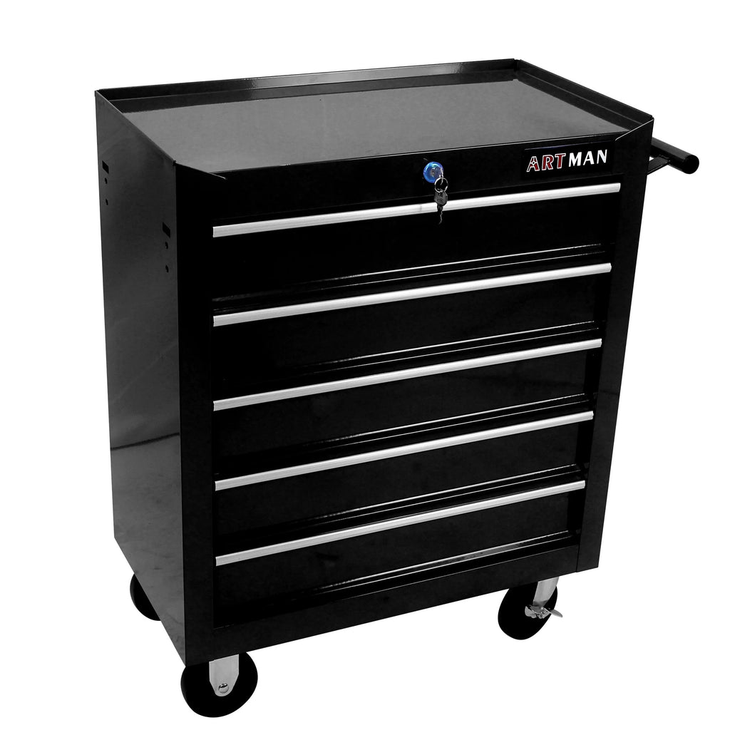 Lisonu 5-Drawer Rolling Tool Chest, Mobile Tool Storage Cabinet with Locking System & Wheels, Heavy-Duty Steel Organizer for Garage and Workshop, Green