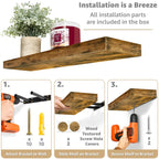 24 Inch Extra Long Floating Wall Shelf, Wall Mounted Display and Storage Shelf for Home Decor