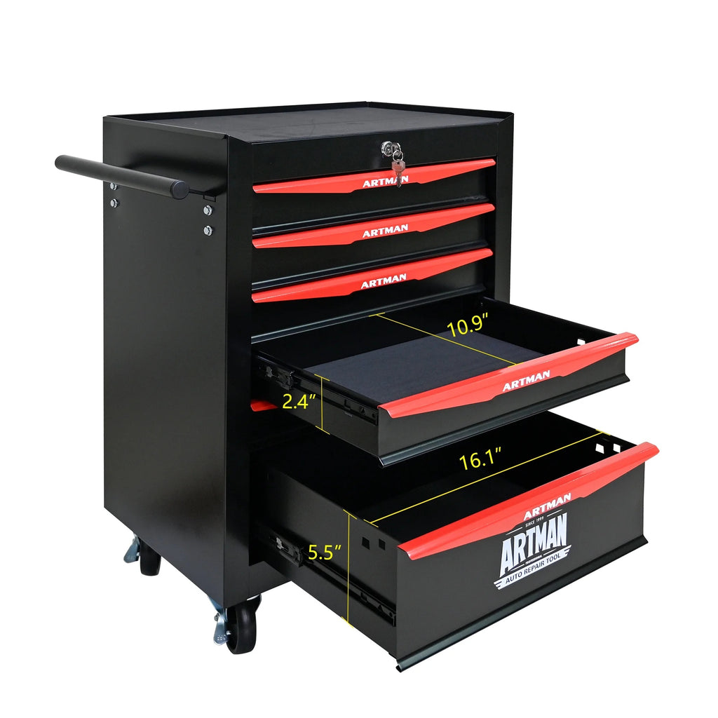 ARTMAN  20" 5-Drawer Rolling Metal Tool Chest Cabinet,Steel Tool Storage Box Organizer for Garage Workshop Warehouse